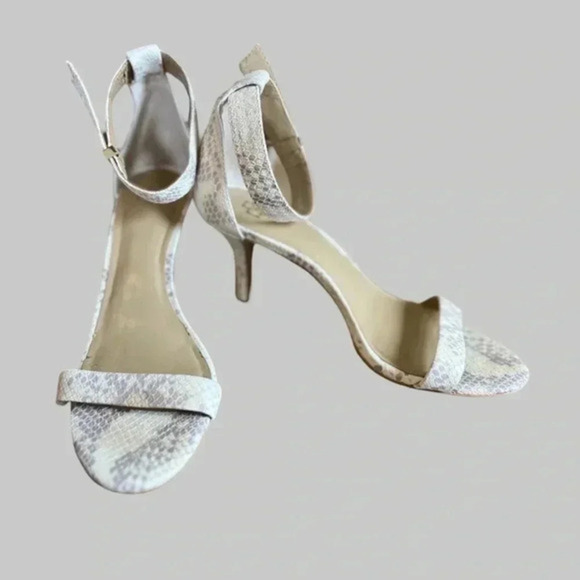 Ann Taylor Geri snakeskin sandal, ankle strap, 3.35” heel, good used condition - Picture 1 of 5